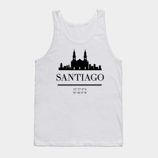 SANTIAGO DE CHILE BLACK SILHOUETTE SKYLINE ART Tank Top